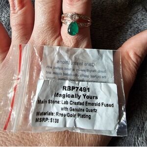 Magically Yours Rose Gold Plated Ring with Emerald Stone